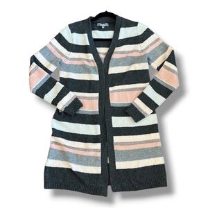 Marled Reunited Clothing knit tunic cardigan Grey/pink stripes size medium